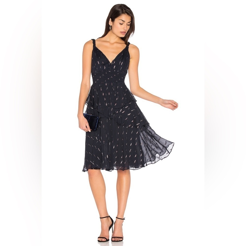 Rebecca Taylor Metallic Dress in Dark Navy (20)